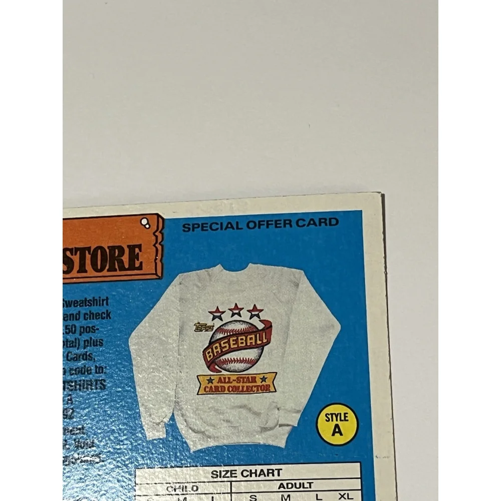 1989 Topps Baseball Promo Card Sweatshirt Offer - Picture 4 of 6